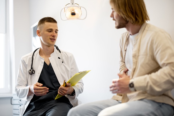 Male patient on appointment with gastroenterologist